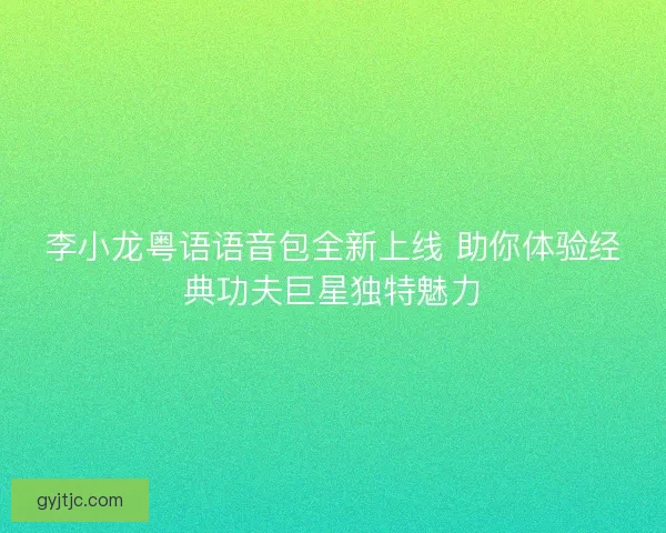 李小龙粤语语音包全新上线 助你体验经典功夫巨星独特魅力
