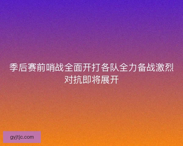 季后赛前哨战全面开打各队全力备战激烈对抗即将展开